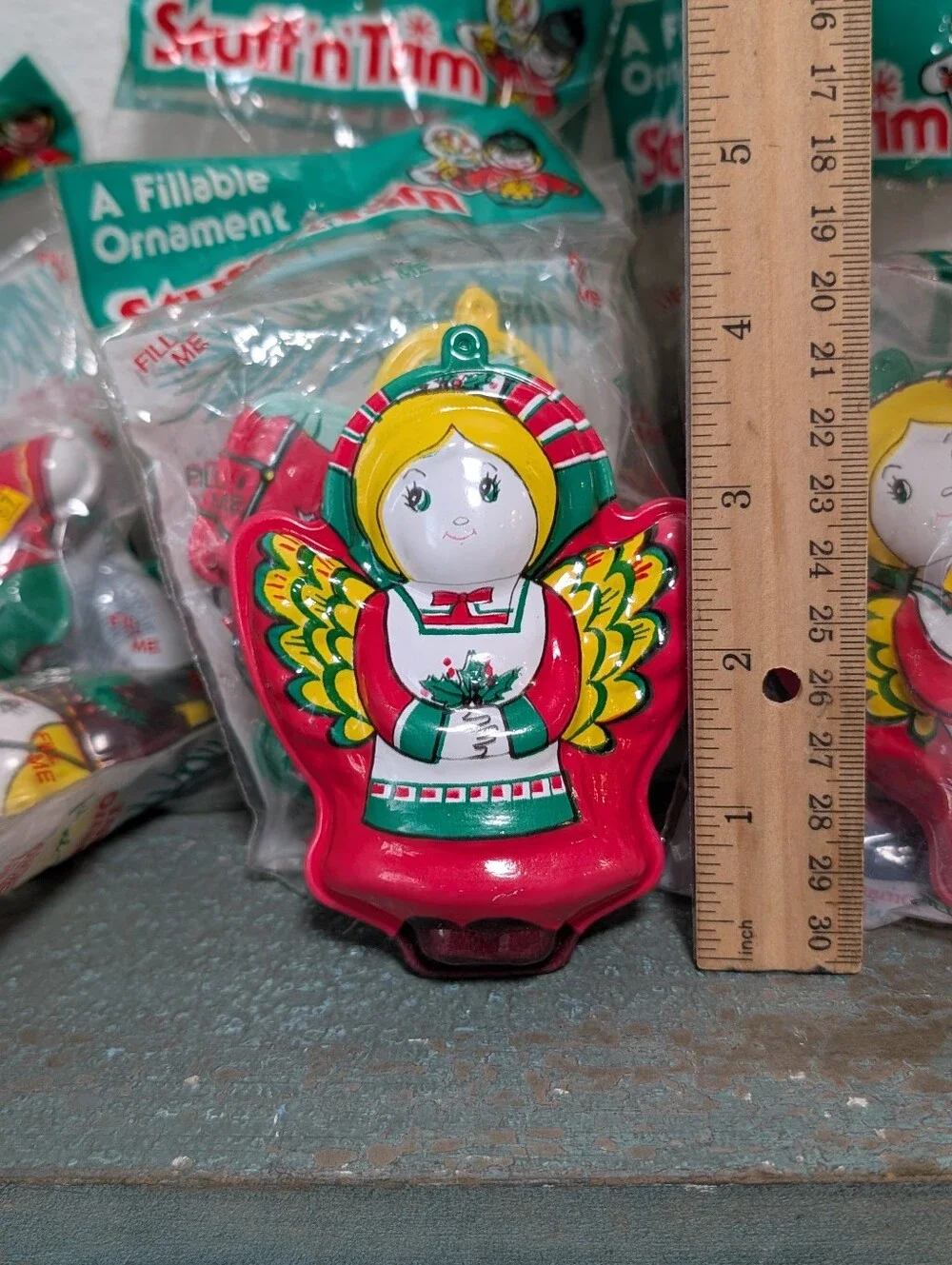 19 VTG Stuff N Trim Fillable Christmas Ornaments Made In USA Hard Plastic